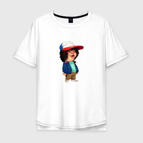 Мужская футболка хлопок Oversize с принтом Toothless Stranger в Тюмени, 100% хлопок | свободный крой, круглый ворот, “спинка” длиннее передней части | stranger things | беззубик | дастин | очень странные дела | ужасы | фантастика
