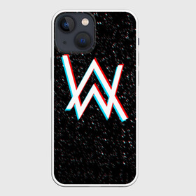 Чехол для iPhone 13 mini с принтом ALAN WALKER GLITCH в Тюмени,  |  | Тематика изображения на принте: alan walker | aw | electro | electro music | glitch | music | space | алан уокер | космос | музыка | музыкант | электро | электронная музыка