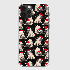 Чехол для iPhone 12 Pro Max с принтом Новогодние мопсы в Тюмени, Силикон |  | black | christmas | cute | dog | funny | hat | new year | pug | puppy | red | snow | white | winter | белый | зима | красный | мило | мопс | новогодний | новый год | пёс | прикольно | рождество | снег | собака | собакен | чёрный | шапка | щенок