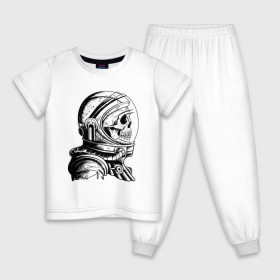 Детская пижама хлопок с принтом Скелет астронавт в Тюмени, 100% хлопок |  брюки и футболка прямого кроя, без карманов, на брюках мягкая резинка на поясе и по низу штанин
 | арт | астронавт | космос | линии | скафандр | скелет | скетч | черно белый