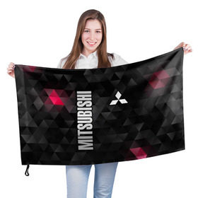 Флаг 3D с принтом Mitsubishi в Тюмени, 100% полиэстер | плотность ткани — 95 г/м2, размер — 67 х 109 см. Принт наносится с одной стороны | mitsubishi | авто | автомобиль | лого | логотип | митсубиси | митсубиши | текстура