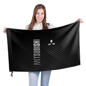 Флаг 3D с принтом Mitsubishi в Тюмени, 100% полиэстер | плотность ткани — 95 г/м2, размер — 67 х 109 см. Принт наносится с одной стороны | mitsubishi | авто | автомобиль | лого | логотип | митсубиси | митсубиши | текстура