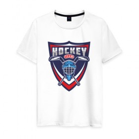 Мужская футболка хлопок с принтом Hockey team в Тюмени, 100% хлопок | прямой крой, круглый вырез горловины, длина до линии бедер, слегка спущенное плечо. | 