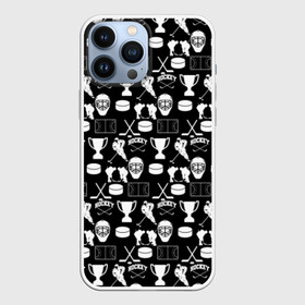 Чехол для iPhone 13 Pro Max с принтом ХОККЕЙ в Тюмени,  |  | black and white | hockey | pattern | russia | sport | надписи | паттерн | россия | сборная хоккея | символика | спорт | спортсмен | текстура | хоккей | чемпионат | черно белый | я русский