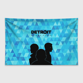 Флаг-баннер с принтом Detroit Become Human в Тюмени, 100% полиэстер | размер 67 х 109 см, плотность ткани — 95 г/м2; по краям флага есть четыре люверса для крепления | become human | connor | dbh | dbhpk19 | detroit | detroit city | абстракция | анимация | геометрия | детройт | игра | коннор | надпись | силуэт | стать человеком | текстура | треугольник | треугольники