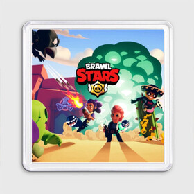 Магнит 55*55 с принтом BRAWL STARS в Тюмени, Пластик | Размер: 65*65 мм; Размер печати: 55*55 мм | Тематика изображения на принте: brawl | bull | colt | crow | el primo | game | games | leon | moba | online | penny | poco | shelly | spike | star | stars | wanted | брав | бравл | браво | звезда | звезды | игра | игры | лого | моба | онлайн | старс