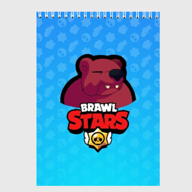 Скетчбук с принтом Bear - BRAWL STARS в Тюмени, 100% бумага
 | 48 листов, плотность листов — 100 г/м2, плотность картонной обложки — 250 г/м2. Листы скреплены сверху удобной пружинной спиралью | bear | brawl | bull | colt | crow | el primo | game | games | leon | moba | online | penny | poco | shelly | spike | star | stars | wanted | брав | бравл | браво | звезда | звезды | игра | игры | моба | онлайн | старс