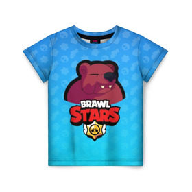 Детская футболка 3D с принтом Bear - BRAWL STARS в Тюмени, 100% гипоаллергенный полиэфир | прямой крой, круглый вырез горловины, длина до линии бедер, чуть спущенное плечо, ткань немного тянется | Тематика изображения на принте: bear | brawl | bull | colt | crow | el primo | game | games | leon | moba | online | penny | poco | shelly | spike | star | stars | wanted | брав | бравл | браво | звезда | звезды | игра | игры | моба | онлайн | старс