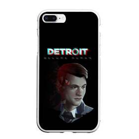 Чехол для iPhone 7Plus/8 Plus матовый с принтом Detroit Become Human в Тюмени, Силикон | Область печати: задняя сторона чехла, без боковых панелей | become human | connor | dbh | dbhpk19 | detroit | detroit city | glitch | абстракция | геометрия | детройт | игра | коннор | надпись | стать человеком | текстура | треугольник | треугольники