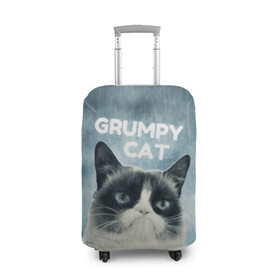Чехол для чемодана 3D с принтом Grumpy Cat в Тюмени, 86% полиэфир, 14% спандекс | двустороннее нанесение принта, прорези для ручек и колес | кот | котики | коты | мем | мемы | сердитый кот