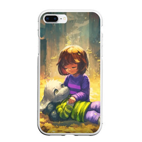 Чехол для iPhone 7Plus/8 Plus матовый с принтом Фриск и Азриэль - UNDERTALE в Тюмени, Силикон | Область печати: задняя сторона чехла, без боковых панелей | annoying | asriel | chara | dog | frisk | game | games | papyrus | sans | tale | under | undertale | азриэль | андертейл | игра | игры | надоедливая | надоедливые | папирус | санс | собака | собаки | фриск | чара