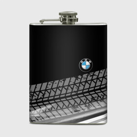 Фляга с принтом BMW в Тюмени, металлический корпус | емкость 0,22 л, размер 125 х 94 мм. Виниловая наклейка запечатывается полностью | Тематика изображения на принте: bmw | авто | автомобиль | бмв | лого | логотип | машина | надпись | текстура