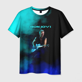 Мужская футболка 3D с принтом Bon Jovi в Тюмени, 100% полиэфир | прямой крой, круглый вырез горловины, длина до линии бедер | bon jovi | john | альбом | арена | бон | бон джови | глэм | группа | джови | джон | метал | музыка | надпись | песни | поп | попрок | рок | рокер | смайл | солист | софт | стена | хард | хеви | хевиметал