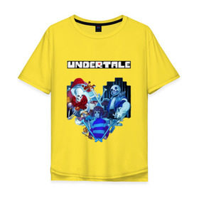 Мужская футболка хлопок Oversize с принтом UNDERTALE в Тюмени, 100% хлопок | свободный крой, круглый ворот, “спинка” длиннее передней части | frisk | game | good jokes | sans | undertale | андертал | андертейл | асгор | дримур | дримурр | игра | игры | кости | логотип | надпись | папирус | подземелье | санс | сердечко | сердце | стрим | ториэль | ужас | флауи | фриск