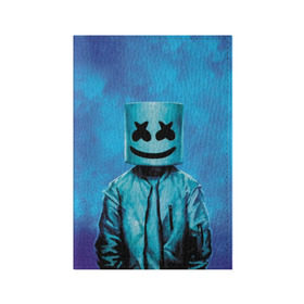 Обложка для паспорта матовая кожа с принтом Marshmello в Тюмени, натуральная матовая кожа | размер 19,3 х 13,7 см; прозрачные пластиковые крепления | Тематика изображения на принте: fortnite | joytime | marshmallow | marshmello | маршмелло | маршмеллоу | фортнайт