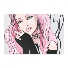 Магнитный плакат 3Х2 с принтом Очаровательная милая девушка с розовыми волосами в Тюмени, Полимерный материал с магнитным слоем | 6 деталей размером 9*9 см | блестками | волосами | восхитительная | девушка | иллюстрация | красивая | мечтательная | милая | рисунок | розовый | розовыми | руки | украшения | украшениями | фэшн
