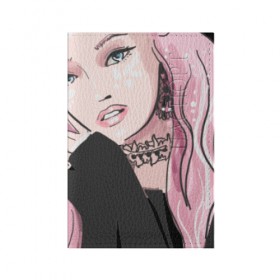 Обложка для паспорта матовая кожа с принтом Очаровательная милая девушка с розовыми волосами в Тюмени, натуральная матовая кожа | размер 19,3 х 13,7 см; прозрачные пластиковые крепления | блестками | волосами | восхитительная | девушка | иллюстрация | красивая | мечтательная | милая | рисунок | розовый | розовыми | руки | украшения | украшениями | фэшн