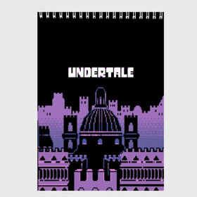 Скетчбук с принтом UNDERTALE в Тюмени, 100% бумага
 | 48 листов, плотность листов — 100 г/м2, плотность картонной обложки — 250 г/м2. Листы скреплены сверху удобной пружинной спиралью | game | undertale | азриэль дримурр | альфис | андайн | андертейл | асгор дримурр | добро | дьявол | зло | игра | игры | кости | меттатон | папирус | санс | стрела | ториэль | трезубец | фриск | чара | черный