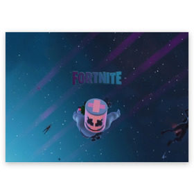 Поздравительная открытка с принтом Fortnite x Marshmello (Smail). в Тюмени, 100% бумага | плотность бумаги 280 г/м2, матовая, на обратной стороне линовка и место для марки
 | 3d | fortnite | marshmello | smail | абстракция | дизайн | звезды | игра | искусство | космос | маршмеллоу | надпись | смайл | стиль | текстура | эмблема