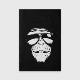 Обложка для паспорта матовая кожа с принтом Крутая обезьяна в Тюмени, натуральная матовая кожа | размер 19,3 х 13,7 см; прозрачные пластиковые крепления | в очках | обезьяна | обезьянка | очки