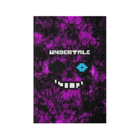 Обложка для паспорта матовая кожа с принтом Undertale Sans. в Тюмени, натуральная матовая кожа | размер 19,3 х 13,7 см; прозрачные пластиковые крепления | 3d | pixel | sans | undertale | абстракция | андертейл | без глаз | игра | надпись | пиксель | пикселя | подземная история | текстура