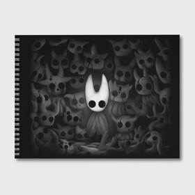 Альбом для рисования с принтом Hollow Knight в Тюмени, 100% бумага
 | матовая бумага, плотность 200 мг. | Тематика изображения на принте: hollow knight | детская | для детей | игра | компьютерная игра | королевство | рыцарь | темный рыцарь | холлов кнайт | экшен