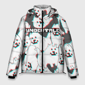 Мужская зимняя куртка 3D с принтом Undertale (Надоедливый пёс) в Тюмени, верх — 100% полиэстер; подкладка — 100% полиэстер; утеплитель — 100% полиэстер | длина ниже бедра, свободный силуэт Оверсайз. Есть воротник-стойка, отстегивающийся капюшон и ветрозащитная планка. 

Боковые карманы с листочкой на кнопках и внутренний карман на молнии. | Тематика изображения на принте: 3d | glitch | pixel | undertale | андертейл | без глаз | глитч | игра | надоедливая собака | надоедливый пес | надпись | пиксель | пикселя | подземная история | текстура