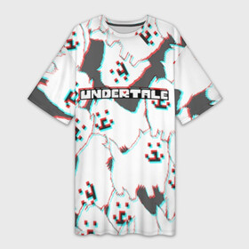 Платье-футболка 3D с принтом Undertale (Надоедливый пёс). в Тюмени,  |  | 3d | glitch | pixel | undertale | андертейл | без глаз | глитч | игра | надоедливая собака | надоедливый пес | надпись | пиксель | пикселя | подземная история | текстура