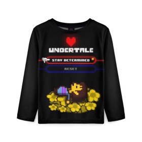 Детский лонгслив 3D с принтом Undertale. в Тюмени, 100% полиэстер | длинные рукава, круглый вырез горловины, полуприлегающий силуэт
 | 3d | pixel | undertale | абстракция | андертейл | геометрия | игра | надпись | пиксель | пикселя | подземная история | сердце | текстура