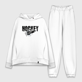 Женский костюм хлопок Oversize с принтом Hockey в Тюмени,  |  | бросок | вратарь | канада | клюшка | лед | надпись | нападающий | россия | спорт | удар | хоккеист | хоккей | шайба | я люблю хоккей