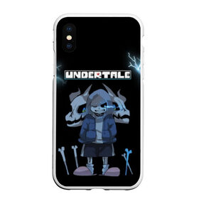 Чехол для iPhone XS Max матовый с принтом Undertale в Тюмени, Силикон | Область печати: задняя сторона чехла, без боковых панелей | Тематика изображения на принте: 3d | hp | pixel | sans | undertale | абстракция | андертейл | геометрия | гроза | игра | кости | молния | надпись | пиксель | пикселя | подземная история | текстура