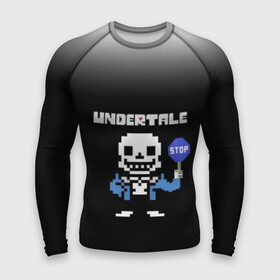 Мужской рашгард 3D с принтом Undertale STOP. в Тюмени,  |  | 3d | pixel | sans | stop | undertale | абстракция | алфавит | андертейл | буквы | геометрия | знак | игра | надпись | пиксель | пикселя | подземная история | текстура