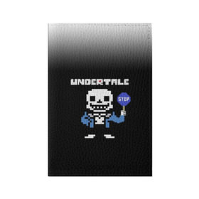 Обложка для паспорта матовая кожа с принтом Undertale STOP. в Тюмени, натуральная матовая кожа | размер 19,3 х 13,7 см; прозрачные пластиковые крепления | 3d | pixel | sans | stop | undertale | абстракция | алфавит | андертейл | буквы | геометрия | знак | игра | надпись | пиксель | пикселя | подземная история | текстура