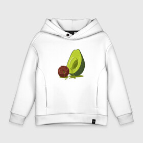 Детское худи Oversize хлопок с принтом Avocado R.I.P. в Тюмени, френч-терри — 70% хлопок, 30% полиэстер. Мягкий теплый начес внутри —100% хлопок | боковые карманы, эластичные манжеты и нижняя кромка, капюшон на магнитной кнопке | Тематика изображения на принте: авокадо | арт | веган | вегетарианец | вкусняшка | еда | жиры | зеленый | зож | косточка | милый | овощи | пп | фрукты | юмор