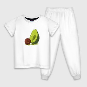 Детская пижама хлопок с принтом Avocado R.I.P. в Тюмени, 100% хлопок |  брюки и футболка прямого кроя, без карманов, на брюках мягкая резинка на поясе и по низу штанин
 | Тематика изображения на принте: авокадо | арт | веган | вегетарианец | вкусняшка | еда | жиры | зеленый | зож | косточка | милый | овощи | пп | фрукты | юмор