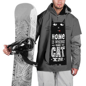 Накидка на куртку 3D с принтом Дом там, где твой кот в Тюмени, 100% полиэстер |  | black | cat | cool | gray | kitten | motto | muzzle | slogan | text | white | белый | девиз | кот | котёнок | котик | кошачья | лозунг | прикольный | серый | текст | черный