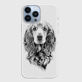 Чехол для iPhone 13 Pro Max с принтом Кокер спаниель в Тюмени,  |  | animal | black | breed | cocker spaniel | cool | dog | eyes | interesting | look | muzzle | white | wool | белый | взгляд | глаза | животное | интересный | кокер спаниель | пёс | порода | прикольный | псина | собака | собакен | черный | шерсть