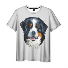 Мужская футболка 3D с принтом Бернский зенненхунд в Тюмени, 100% полиэфир | прямой крой, круглый вырез горловины, длина до линии бедер | Тематика изображения на принте: animal | bernese mountain dog | black | breed | dog | muzzle | red | white | белый | бернский зенненхунд | животное | пёс | порода | рыжий | собака | черный