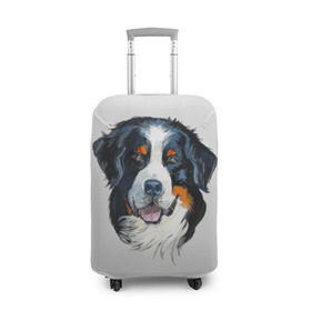 Чехол для чемодана 3D с принтом Бернский зенненхунд в Тюмени, 86% полиэфир, 14% спандекс | двустороннее нанесение принта, прорези для ручек и колес | animal | bernese mountain dog | black | breed | dog | muzzle | red | white | белый | бернский зенненхунд | животное | пёс | порода | рыжий | собака | черный