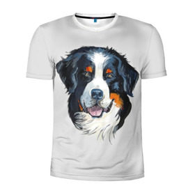 Мужская футболка 3D спортивная с принтом Бернский зенненхунд в Тюмени, 100% полиэстер с улучшенными характеристиками | приталенный силуэт, круглая горловина, широкие плечи, сужается к линии бедра | animal | bernese mountain dog | black | breed | dog | muzzle | red | white | белый | бернский зенненхунд | животное | пёс | порода | рыжий | собака | черный