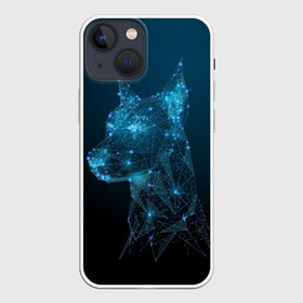 Чехол для iPhone 13 mini с принтом Доберман в Тюмени,  |  | animal | blue | breed | doberman | dog | geometric | pattern | service | space | stars | геометрический | доберман | животное | звёзды | космос | порода | рисунок | синий | служебный | собака