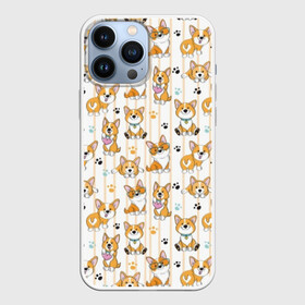 Чехол для iPhone 13 Pro Max с принтом Вельш корги пемброк в Тюмени,  |  | animal | attractive face | breed | childish | cool | corgi | cute | dog | drawing | funny | paws | red | traces | white | yellow | белый | детский | желтый | животное | забавный | корги | круто | лапы | милый | пёс | порода | рисунок | рыжий | 