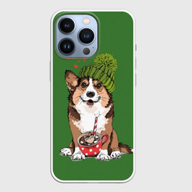 Чехол для iPhone 13 Pro с принтом Love is sweet в Тюмени,  |  | animal | breed | brown | corgi | cute | dog | funny | green | hat | heart | slogan | text | white | белый | животное | забавный | зеленый | корги | коричневый | милый | пёс | порода | сердце | слоган | собака | текст | шапка