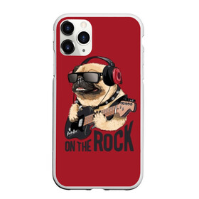 Чехол для iPhone 11 Pro Max матовый с принтом On the rock в Тюмени, Силикон |  | animal | black | breed | cool | dog | guitar | headphones | motto | music | pug | red | rock | rock star | slogan | text | гитара | девиз | животное | красный | крутой | мопс | музыка | наушники | очки | порода | рок | рок звезда | слоган | соба