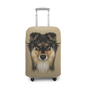 Чехол для чемодана 3D с принтом Sheltie в Тюмени, 86% полиэфир, 14% спандекс | двустороннее нанесение принта, прорези для ручек и колес | animal | black | breed | brown | cute | dog | drawing | eyes | kind | look | muzzle | portrait | red | взгляд | глаза | добрый | животное | коричневый | милый | пёс | порода | портрет | рисунок | рыжий | собака | черный | шелти