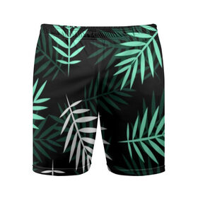 Мужские шорты 3D спортивные с принтом Листья пальмы. в Тюмени,  |  | Тематика изображения на принте: 3d | green | leaves | magic | pattern | tekstura | white | белые | зеленые | листья | текстура | узор