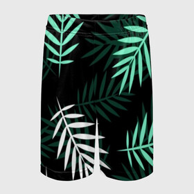 Детские спортивные шорты 3D с принтом Листья пальмы в Тюмени,  100% полиэстер
 | пояс оформлен широкой мягкой резинкой, ткань тянется
 | 3d | green | leaves | magic | pattern | tekstura | white | белые | зеленые | листья | текстура | узор