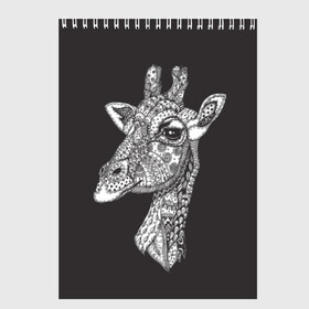 Скетчбук с принтом Жираф в Тюмени, 100% бумага
 | 48 листов, плотность листов — 100 г/м2, плотность картонной обложки — 250 г/м2. Листы скреплены сверху удобной пружинной спиралью | animal | black | drawing | ethnic | eyes | giraffe | look | muzzle | pattern | safari | white | zendudl | белый | взгляд | глаза | животное | жираф | зендудл | рисунок | сафари | узор | черный | этнический