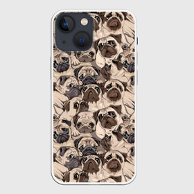Чехол для iPhone 13 mini с принтом Мопсы в Тюмени,  |  | animal | attractive face | breed | cute | dog | eyes | funny | look | pug | puppy | взгляд | глаза | животное | забавный | милый | мопс | порода | собака | щенок