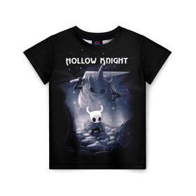 Детская футболка 3D с принтом Hollow Knight в Тюмени, 100% гипоаллергенный полиэфир | прямой крой, круглый вырез горловины, длина до линии бедер, чуть спущенное плечо, ткань немного тянется | Тематика изображения на принте: 